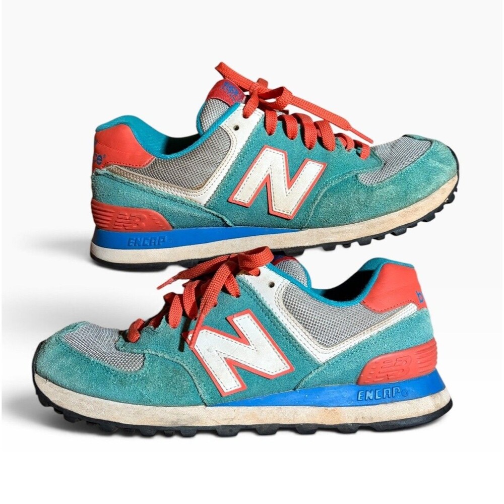 New Balance 574 Aqua Orange Running Sneakers WL574CPE Woman’s Size 8